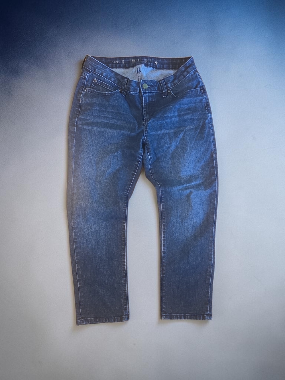 Jennifer Lopez Dark Indigo Straight Leg Capri Jeans